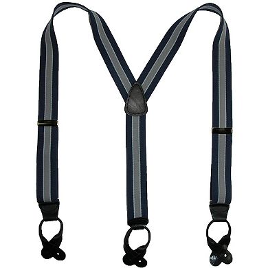 CTM Men's Elastic Button End Stripe Dress Suspenders