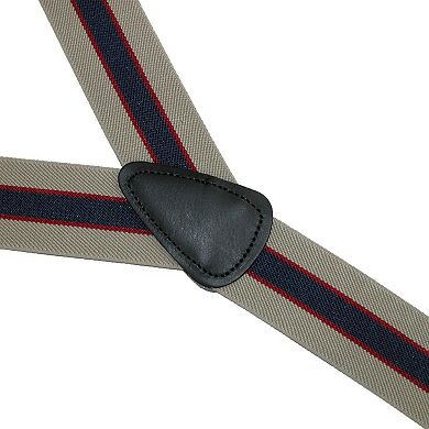 Men's Elastic Button End Stripe Dress Suspenders
