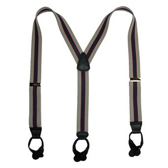 Men's Elastic Button End Stripe Dress Suspenders