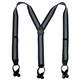 CTM Men's Elastic Button End Stripe Dress Suspenders