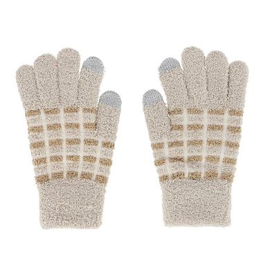 CTM Women's Knit Color Block Touchscreen Compatible Winter Gloves