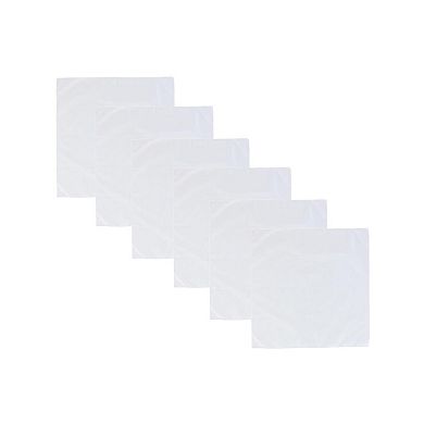 All Cotton 15x15 Inch Solid White Cotton Handkerchief (6 Pack)