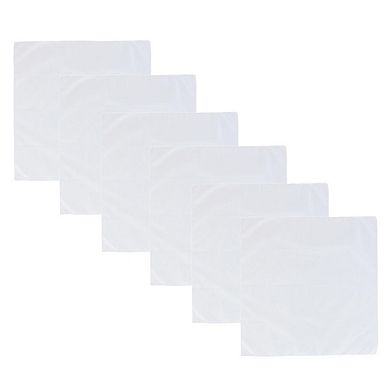 All Cotton 15x15 Inch Solid White Cotton Handkerchief (6 Pack)