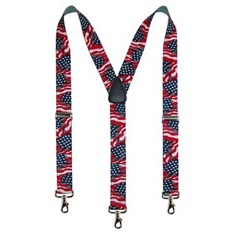 Men's Elastic American Flag Suspender With Hook Ends