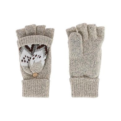 Grand Sierra Women's Convertible Winter Pattern Knit Fingerless Glove to Mitten