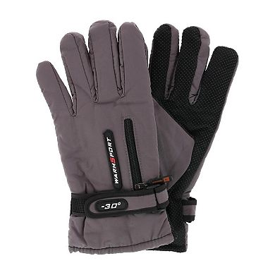 CTM Men's Lined Winter Gloves with Zipper Pocket