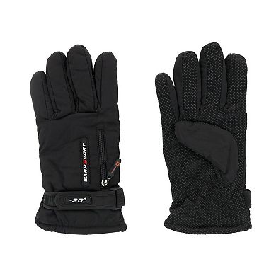 CTM Men's Lined Winter Gloves with Zipper Pocket