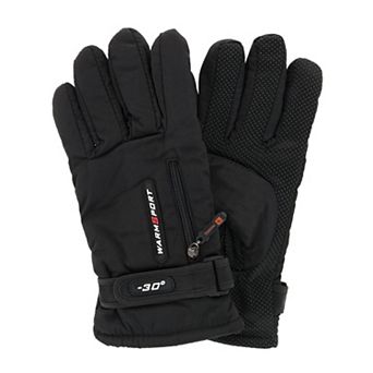 CTM Men's Lined Winter Gloves with Zipper Pocket