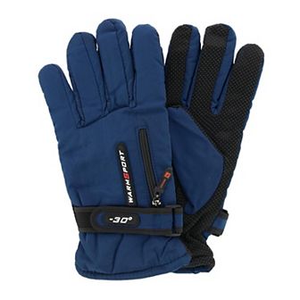 CTM Men's Lined Winter Gloves with Zipper Pocket