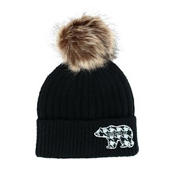 David & Young Women's Mama Bear Beanie Hat With Houndstooth Patch