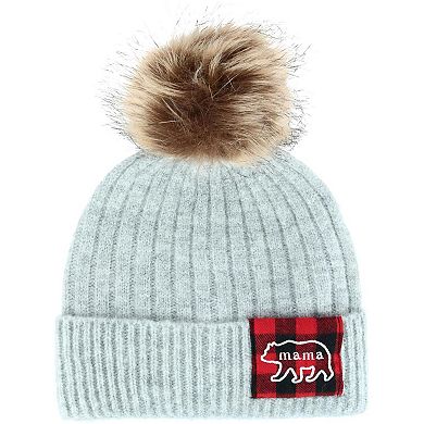 David & Young Women's Mama Bear Beanie Hat With Plaid Patch And Pom