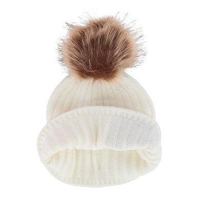 David & Young Women's Mama Bear Beanie Hat With Plaid Patch And Pom