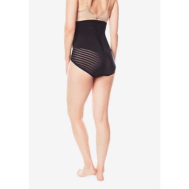 Secret Solutions Women's Plus Size Shadow Stripe Shaper High-Waist Brief