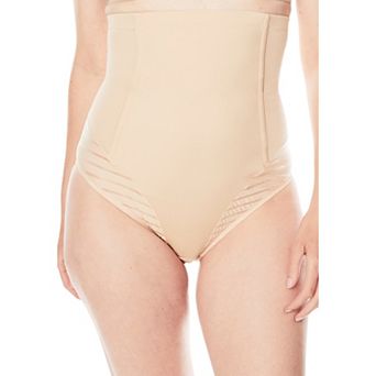 Secret Solutions Women's Plus Size Shadow Stripe Shaper High-Waist Brief