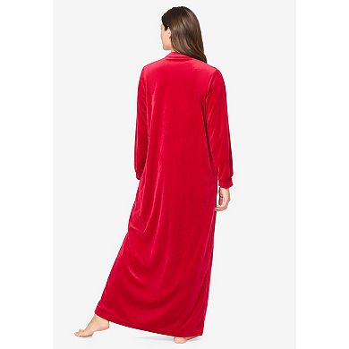 Only Necessities Plus Size Smocked Velour Long Robe