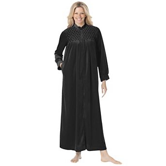 Only Necessities Plus Size Smocked Velour Long Robe