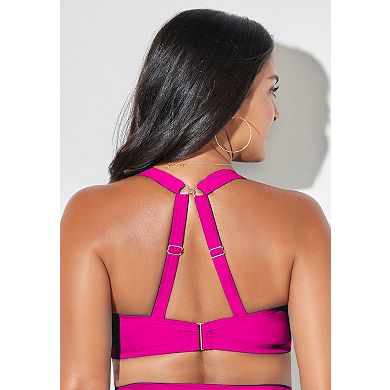 Swimsuits for All Women's Bra Sized Drape Front Underwire Bikini Top