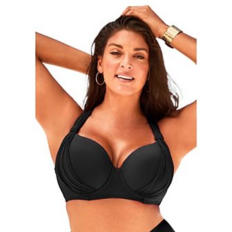 Swimsuits for All Women's Bra Sized Drape Front Underwire Bikini Top