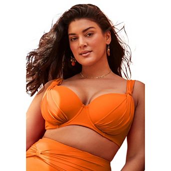 Swimsuits for All Women's Bra Sized Drape Front Underwire Bikini Top