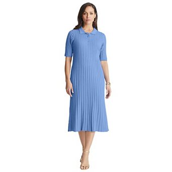 Jessica London Women's Plus Size Ribbed Henley Dress