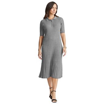 Jessica London Women's Plus Size Ribbed Henley Dress