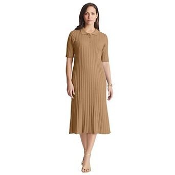 Jessica London Women's Plus Size Ribbed Henley Dress
