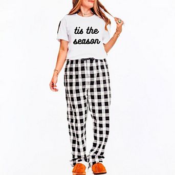 Tis The Season Bold Cursive Plaid Pajama Set