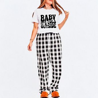 Baby It's Cold Outside Wavy Plaid Pajama Set