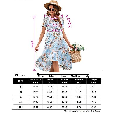Maternity Dress For Women Cross V Neck Wrap Lanterntie High Waist A-line Flowy With Belt Dress