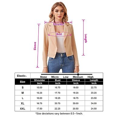 Women's Button Cardigan Cropped Blazer Business Casual Jacket with Lapel Neck Long Sleeve Angled Hem