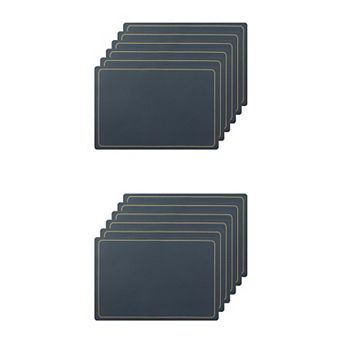 Set Of 12 Heat Resistant Modern Faux Leather Placemats For Kitchen Dining Room 18x12 Inch