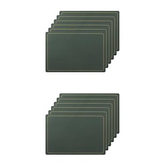 Set Of 12 Heat Resistant Modern Faux Leather Placemats For Kitchen Dining Room 18x12 Inch