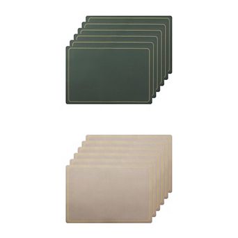 Set Of 12 Heat Resistant Modern Faux Leather Placemats For Kitchen Dining Room 18x12 Inch