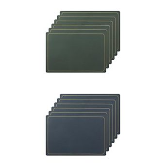 Set Of 12 Heat Resistant Modern Faux Leather Placemats For Kitchen Dining Room 18x12 Inch