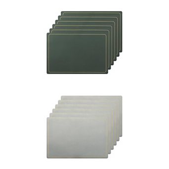 Set Of 12 Heat Resistant Modern Faux Leather Placemats For Kitchen Dining Room 18x12 Inch