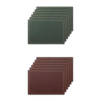 Set Of 12 Heat Resistant Modern Faux Leather Placemats For Kitchen Dining Room 18x12 Inch