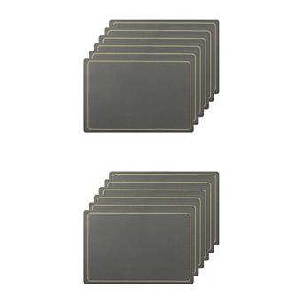 Set Of 12 Heat Resistant Modern Faux Leather Placemats For Kitchen Dining Room 18x12 Inch