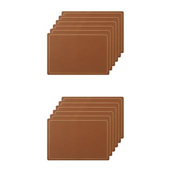 Set Of 12 Heat Resistant Modern Faux Leather Placemats For Kitchen Dining Room 18x12 Inch