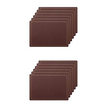 Set Of 12 Heat Resistant Modern Faux Leather Placemats For Kitchen Dining Room 18x12 Inch