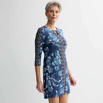 Petite Sandra Darren Keyhole Printed Dress