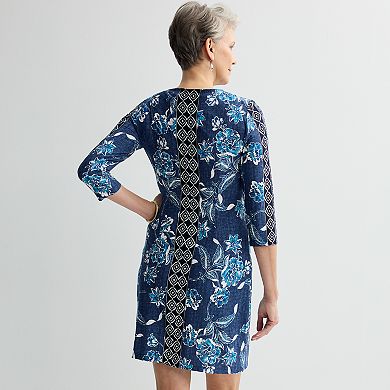 Petite Sandra Darren Keyhole Printed Dress