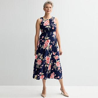 Petite Sandra Darren Surplice Pleated Floral Midi Dress