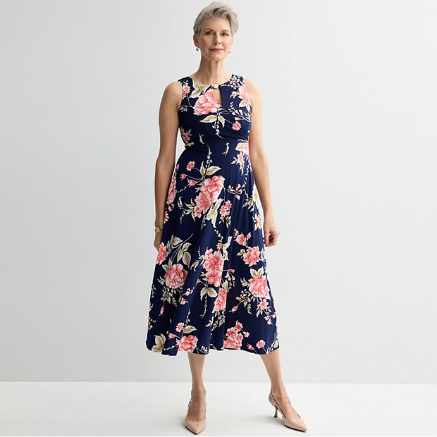 Petite Sandra Darren Surplice Pleated Floral Midi Dress