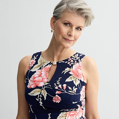 Petite Sandra Darren Surplice Pleated Floral Midi Dress