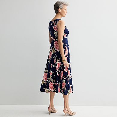 Petite Sandra Darren Surplice Pleated Floral Midi Dress