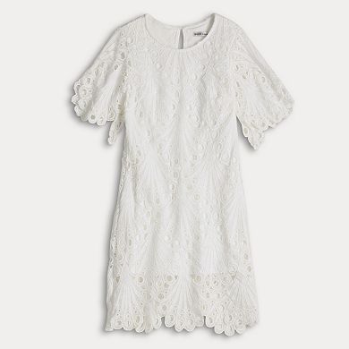 Petite Sandra Darren Lace Short Sleeve A-Line Dress