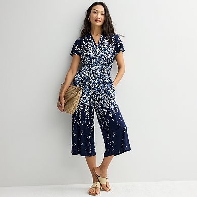 Petite Sandra Darren Surplice Printed Jumpsuit
