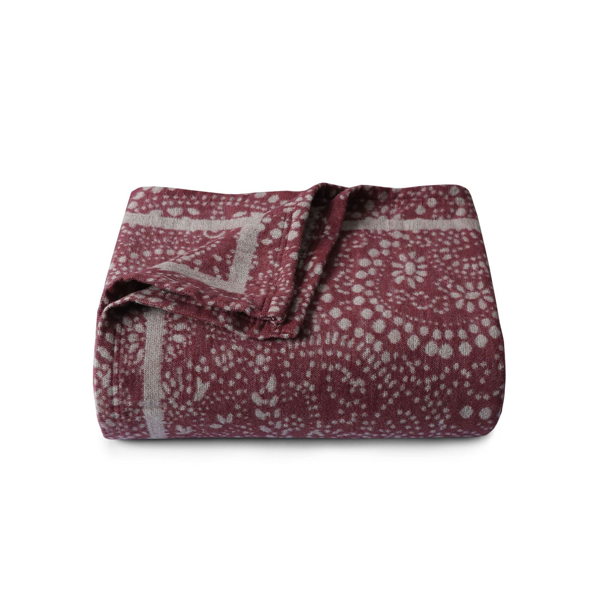 Tribeca Living Organic Cotton German Oversized Blanket, Paisley Deep Red
