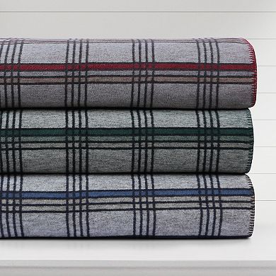Tribeca Living Plaid Cotton Acrylic German Reversible Oversized Blanket