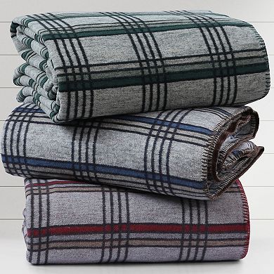 Tribeca Living Plaid Cotton Acrylic German Reversible Oversized Blanket